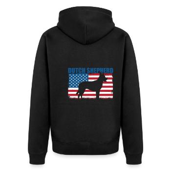 Holländischer Schäferhund Hollandse Herdershond - Unisex Premium Bio Zip Hoodie - Schwarz - Hinten - Nico (187cm)