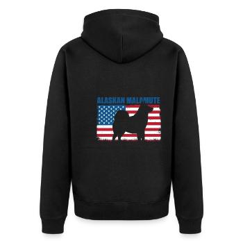 Alaskan Malamute Hund - Unisex Premium Bio Zip Hoodie - Schwarz - Hinten - Nico (187cm)