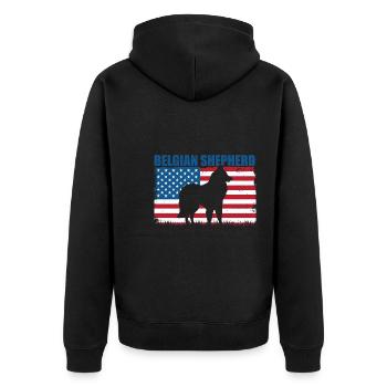 Belgischer Schäferhund - Unisex Premium Bio Zip Hoodie - Schwarz - Hinten - Nico (187cm)