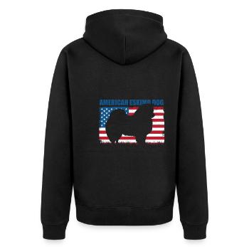American Eskimo Dog Hund - Unisex Premium Organic Zip Hoodie - black - Back - Nico (187cm)