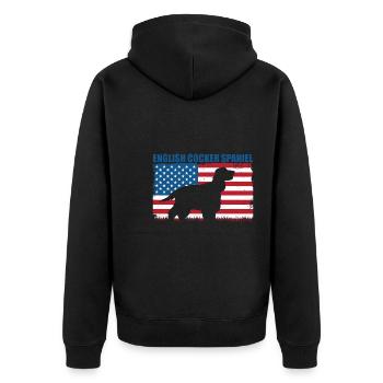 English Cocker Spaniel - Unisex Premium Bio Zip Hoodie - Schwarz - Hinten - Nico (187cm)