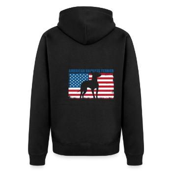 American Hairless Terrier Dog - Unisex Premium Organic Zip Hoodie - black - Back - Nico (187cm)
