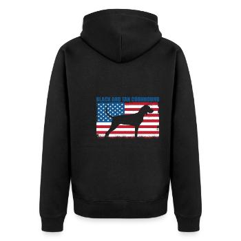 Black and Tan Coonhound - Unisex Premium Organic Zip Hoodie - black - Back - Nico (187cm)