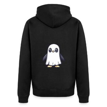 Pingouin Halloween Drôle Fantôme - Veste à capuche bio Premium Unisexe - noir - Dos - Nico (187cm)