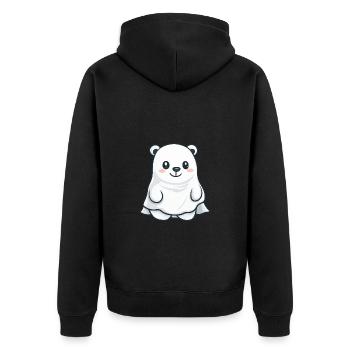 Eisbär Halloween Lustig Geist - Unisex Premium Bio Zip Hoodie - Schwarz - Hinten - Nico (187cm)