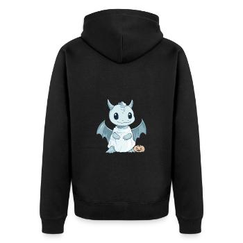 Dragon Halloween Funny Ghost - Unisex Premium Organic Zip Hoodie - black - Back - Nico (187cm)