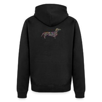 Hund Dackel Blumen Mandarin Geschenk - Unisex Premium Bio Zip Hoodie - Schwarz - Hinten - Nico (187cm)