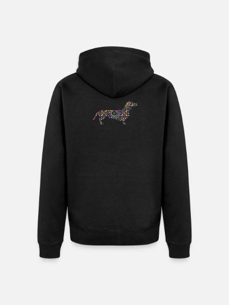 Hund Dackel Blumen Mandarin Geschenk - Unisex Premium Bio Zip Hoodie - Schwarz
