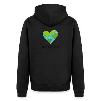 Save the earth environmental protection climate nature gift - Unisex Premium Organic Zip Hoodie - black - Back - Nico (187cm)