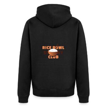 Rice Bowl Sunday Club - Japanische Reisgerichte - Unisex Premium Bio Zip Hoodie - Schwarz - Hinten - Nico (187cm)