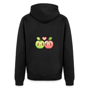 Apple Couple Love Heart Funny - Unisex Premium Organic Zip Hoodie - black - Back - Nico (187cm)