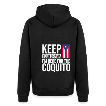 Puerto Rico Flagge | Puerto Ricaner Geschenkideen - Unisex Premium Bio Zip Hoodie - Schwarz - Hinten - Nico (187cm)