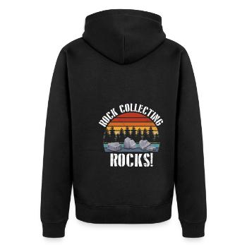 Geologie Steine Sammeln | Edelstein Stein Geschenk - Unisex Premium Bio Zip Hoodie - Schwarz - Hinten - Nico (187cm)