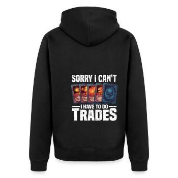 Karten sammler - Unisex Premium Bio Zip Hoodie - Schwarz - Hinten - Nico (187cm)