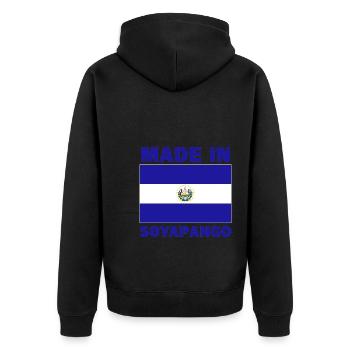 Soyapango El Salvador - Unisex Premium Bio Zip Hoodie - Schwarz - Hinten - Nico (187cm)