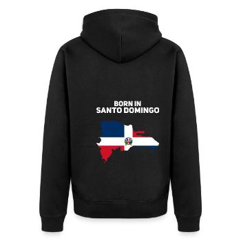 Dominikanische Republik - Unisex Premium Bio Zip Hoodie - Schwarz - Hinten - Nico (187cm)