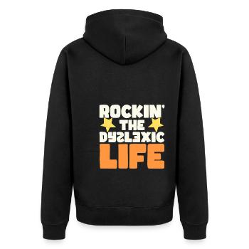Legastheniker - Unisex Premium Bio Zip Hoodie - Schwarz - Hinten - Nico (187cm)