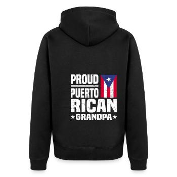 Puerto Rico Flagge | Puerto Ricaner Geschenkideen - Unisex Premium Bio Zip Hoodie - Schwarz - Hinten - Nico (187cm)