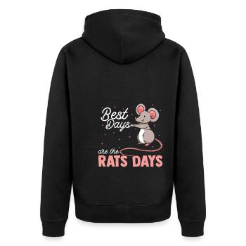 Rat - Unisex Premium Organic Zip Hoodie - black - Back - Nico (187cm)