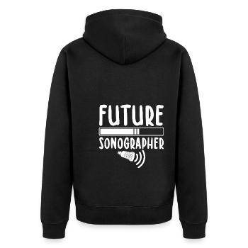 Sonografie Arzt | Sonograph Ultraschall Geschenke - Unisex Premium Bio Zip Hoodie - Schwarz - Hinten - Nico (187cm)