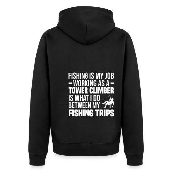 Turmbesteiger - Unisex Premium Bio Zip Hoodie - Schwarz - Hinten - Nico (187cm)