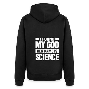 Atheisten Sprüche | Atheismus Skeptiker Geschenke - Unisex Premium Bio Zip Hoodie - Schwarz - Hinten - Nico (187cm)