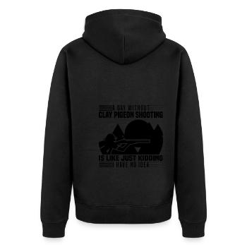Tontaubenschießen | Tontauben Schießen Geschenke - Unisex Premium Bio Zip Hoodie - Schwarz - Hinten - Nico (187cm)