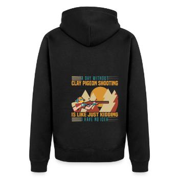 Tontaubenschießen - Unisex Premium Bio Zip Hoodie - Schwarz - Hinten - Nico (187cm)