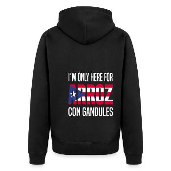 Puerto Rico Flagge | Puerto Ricaner Geschenkideen - Unisex Premium Bio Zip Hoodie - Schwarz - Hinten - Nico (187cm)