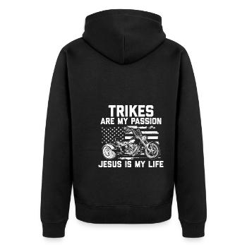 | de moto Trike Triker Trikes Motos Cadeau - Veste à capuche bio Premium Unisexe - noir - Dos - Nico (187cm)