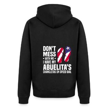 Puerto Rico Flagge | Puerto Ricaner Geschenkideen - Unisex Premium Bio Zip Hoodie - Schwarz - Hinten - Nico (187cm)