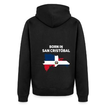 Dominikanische Republik - Unisex Premium Bio Zip Hoodie - Schwarz - Hinten - Nico (187cm)