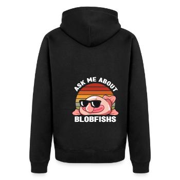 Blobfisch | Fische Aquaristik Blobfische Geschenke - Unisex Premium Bio Zip Hoodie - Schwarz - Hinten - Nico (187cm)