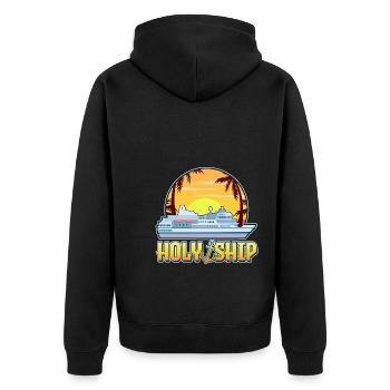 Kreuzfahrt Urlaub - Unisex Premium Bio Zip Hoodie - Schwarz - Hinten - Nico (187cm)