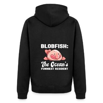 Blobfisch | Fische Aquaristik Blobfische Geschenke - Unisex Premium Bio Zip Hoodie - Schwarz - Hinten - Nico (187cm)