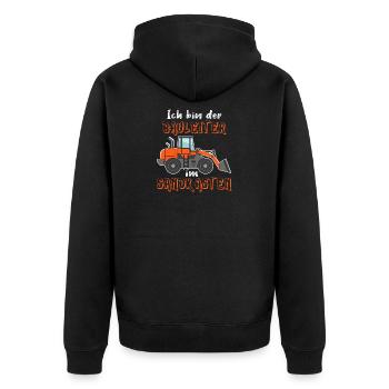 Bagger Bauarbeiter Fahrzeug Kindergarten Bauleiter - Unisex Premium Bio Zip Hoodie - Schwarz - Hinten - Nico (187cm)