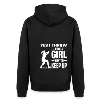 Hammerwerfen Geschenke | Sport Hammerwerfer Hobby - Unisex Premium Bio Zip Hoodie - Schwarz - Hinten - Nico (187cm)