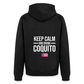 Puerto Rico | Puerto Ricaner Flagge Geschenkideen - Unisex Premium Bio Zip Hoodie - Schwarz - Hinten - Nico (187cm)