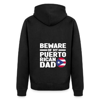Puerto Rico | Puerto Ricaner Flagge Geschenkideen - Unisex Premium Bio Zip Hoodie - Schwarz - Hinten - Nico (187cm)