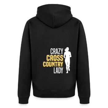 Crosslauf | Cross Country Läufer Berglauf Geschenk - Unisex Premium Bio Zip Hoodie - Schwarz - Hinten - Nico (187cm)