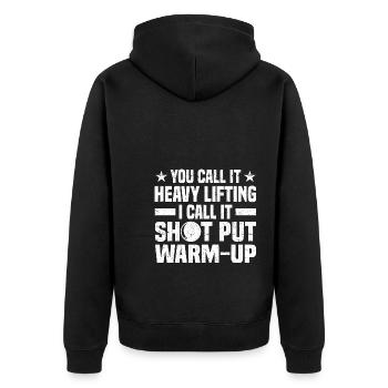 Kugelstoßen Leichtathletik | Sport Athlet Geschenk - Unisex Premium Bio Zip Hoodie - Schwarz - Hinten - Nico (187cm)