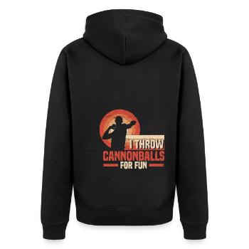 Kugelstoßen Leichtathletik | Sport Athlet Geschenk - Unisex Premium Bio Zip Hoodie - Schwarz - Hinten - Nico (187cm)