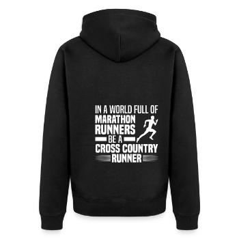 Crosslauf | Cross Country Läufer Berglauf Geschenk - Unisex Premium Bio Zip Hoodie - Schwarz - Hinten - Nico (187cm)