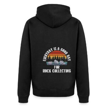 Geologie Steine Sammeln | Edelstein Stein Geschenk - Unisex Premium Bio Zip Hoodie - Schwarz - Hinten - Nico (187cm)