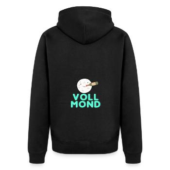 Vollmond, voller Mond - Unisex Premium Bio Zip Hoodie - Schwarz - Hinten - Nico (187cm)