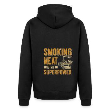 Smoking Meat - Unisex Premium Organic Zip Hoodie - black - Back - Nico (187cm)