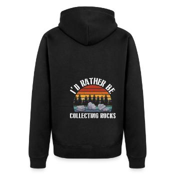 Steine Sammeln | Steinsammler Geologe Geschenkidee - Unisex Premium Bio Zip Hoodie - Schwarz - Hinten - Nico (187cm)