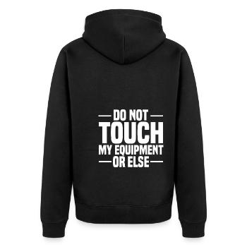 Bühnentechnik Geschenke | Bühnentechniker Stage - Unisex Premium Bio Zip Hoodie - Schwarz - Hinten - Nico (187cm)