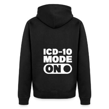 Medizinischer Kodierer - Unisex Premium Bio Zip Hoodie - Schwarz - Hinten - Nico (187cm)