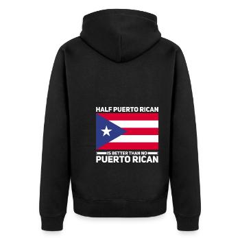 Puerto Rico | Puerto Ricaner Flagge Geschenkideen - Unisex Premium Bio Zip Hoodie - Schwarz - Hinten - Nico (187cm)